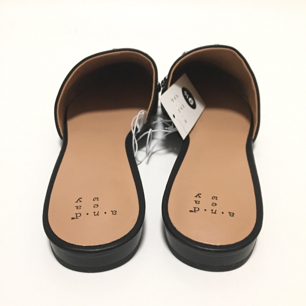 A New Day Kari Black Silver Studded Mules - Picture 3 of 6